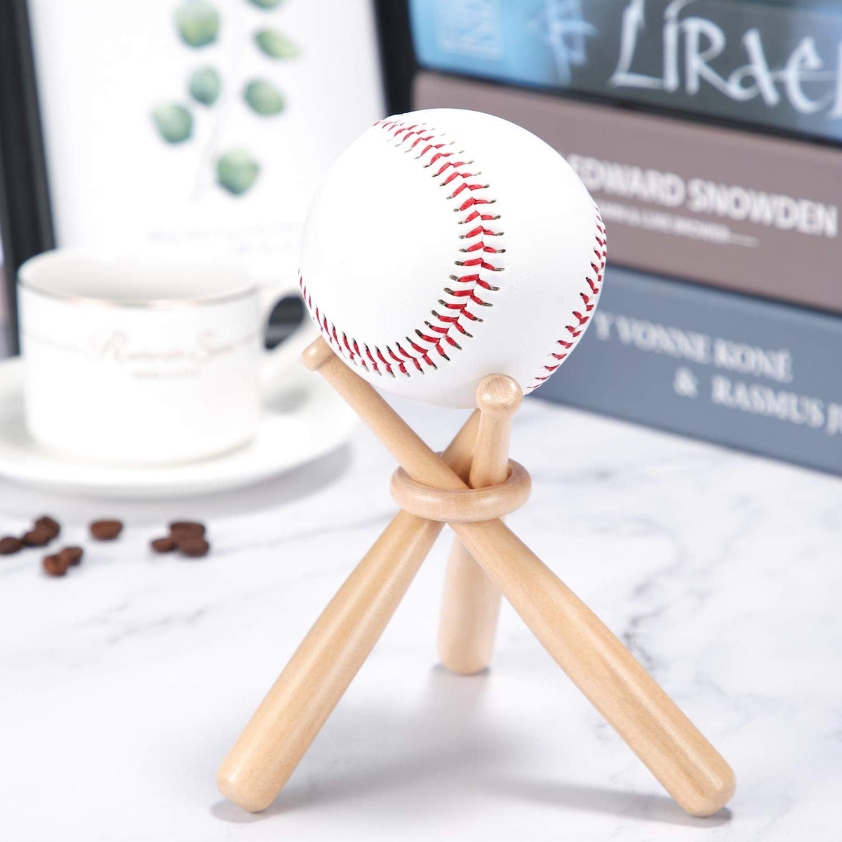 NexAthlet Wooden Baseball Display Stand — Tabletop Holder for Signed Baseballs, Game Balls & Sports Memorabilia