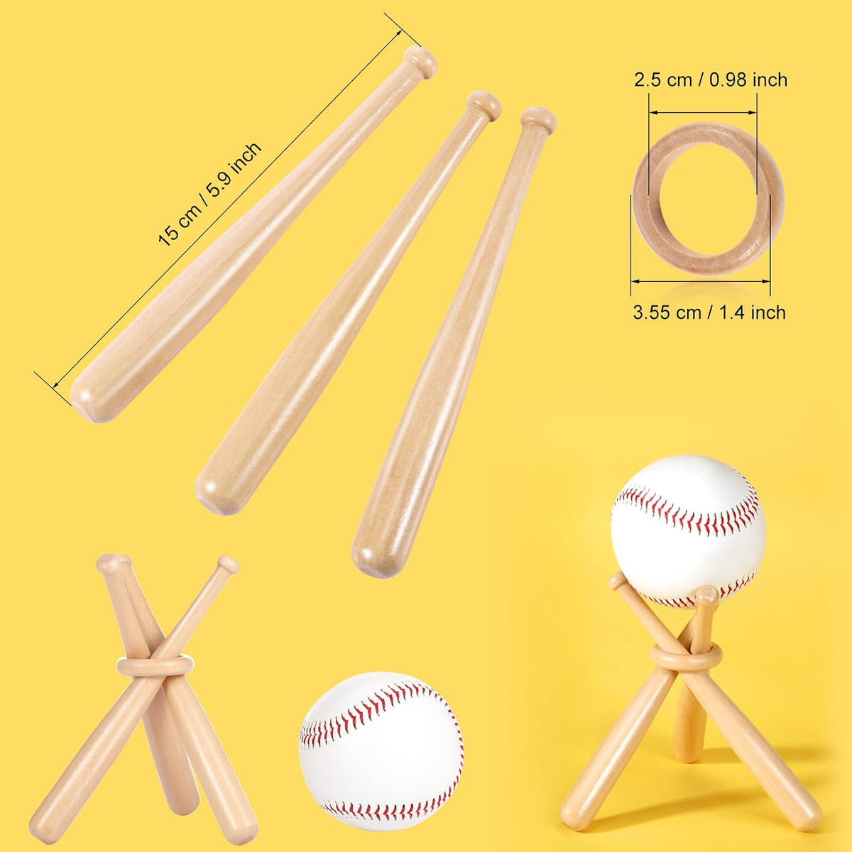 NexAthlet Wooden Baseball Display Stand — Tabletop Holder for Signed Baseballs, Game Balls & Sports Memorabilia